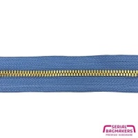 Cloudy Blue - #M5 Gold | Metalen rits