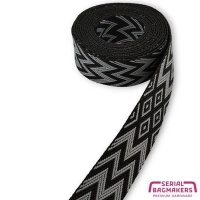 Tassenband Jacquard W - Black Grey - 38 mm | 3 meter