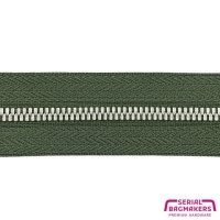 Moss Green - #M3 Silver | Metal Zipper tape | 5 meter
