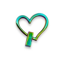 Slanted heart twist lock | Iridescent Rainbow