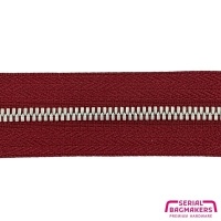 Wine Red - #M3 Silver | Metal Zipper tape | 5 meter