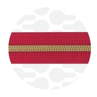 Rubine Red - #S5 Gold | Nylon Coil Zipper Tape | 1 meter
