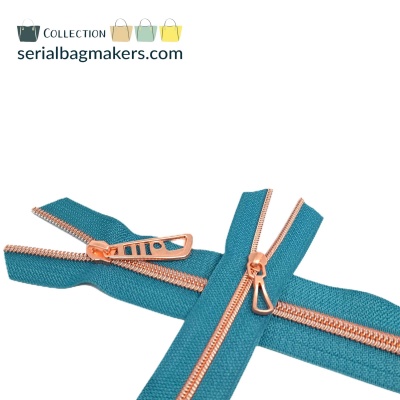 Old Dark turquoise - #5S Rose Gold | Nylon Coil Zipper Tape | 3 meter
