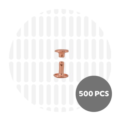 Holnieten dubbele kop rosé goud 6x6 (500 sets)