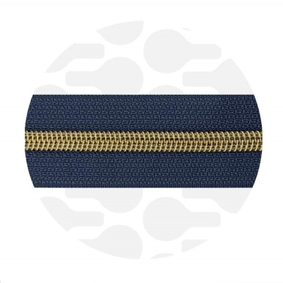 Vintage blue - #S5 Gold | Nylon Coil Zipper Tape | 10 meter