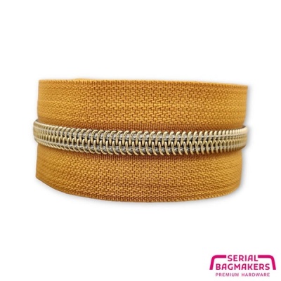 Burnt orange - #5S Gold | Nylon Coil Zipper Tape | 3 meter