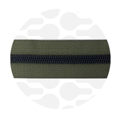 Army Green - #5S Black | Nylon Coil Zipper Tape | 1 meter