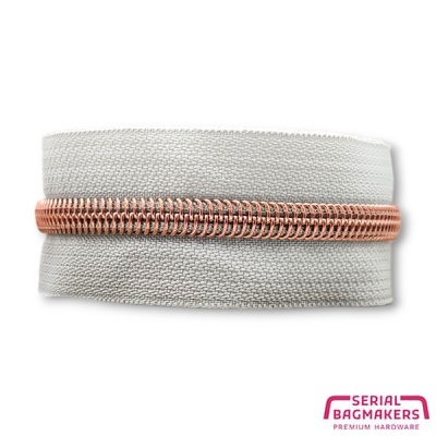 Light Grey - #5S Rose Gold | Nylon Coil Zipper Tape | 3 meter