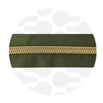 Army Green - #5S Gold | Nylon Coil Zipper Tape | 10 meter