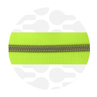 Neon Yellow - #5S Silver | Nylon Coil Zipper Tape | 10 meter
