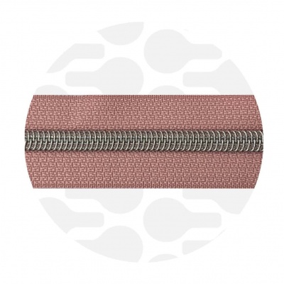 Powder Pink - #S5 Silver | Nylon Coil Zipper Tape | 1 meter