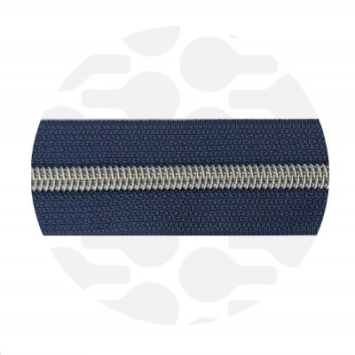 Vintage blue - #S5 Silver | Nylon Coil Zipper Tape | 1 meter