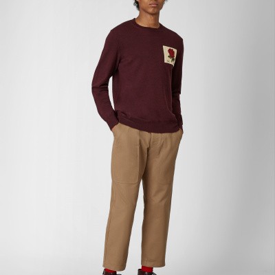Kent & Curwen Knit Crew Flee Burgundy Foto van Kent & Curwen Knit Crew Flee Burgundy