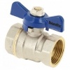 Image of BONFIX brass threaded fitting ball valve blue butterfly knob 1inch RpRp
