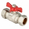 Image of BONFIX brass ball valve with butterfly handle compression 22mm FF