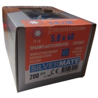 Silvermate spaanplaatschroeven 5.0 x 40 voldraad verzinkt - 200 stuks