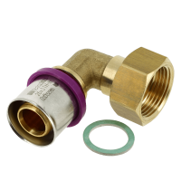 BONFIX Alu-pers - messing perskoppeling bocht met wartelkoppeling binnendraad 26mm x 3/4inch