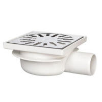 Martens ABS RVS 150mm x 150mm vloerput zij-uitloop 50mm