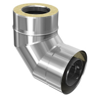 SKS 80 – dubbelwandig rookkanaal rvs bocht 90 graden diameter Ø80-140mm