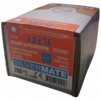 Silvermate spaanplaatschroeven 4.0 x 16 voldraad verzinkt - 200 stuks