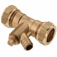 BONFIX messing knelfitting recht met aftap 15mm FF