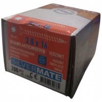 Silvermate spaanplaatschroeven 3.0 x 16 voldraad verzinkt - 200 stuks