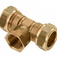 BONFIX messing knelfitting T-stuk binnendraad 15mm x 3/8inch x 15mm FRpF