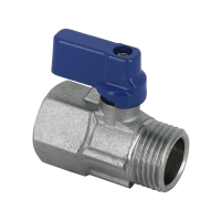 BONFIX messing draadfitting minikogelkraan met blauwe knop 1/2inch RRp