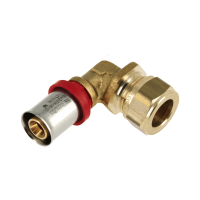 BONFIX Alu-pers - messing perskoppeling verloop naar knelfitting - bocht verlopend 16 x 15mm