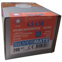 Silvermate spaanplaatschroeven 4.5 x 50 voldraad verzinkt - 200 stuks