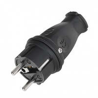 Rubberen Stekker 230V – 16A – IP44 – Type E/F – Zwart