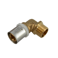 BONFIX Alu-pers messing persfitting bocht / knie buitendraad 25mm x 1inch FR