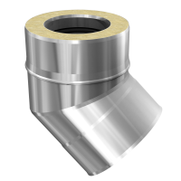 SKS 100 – dubbelwandig rookkanaal rvs bocht 45 graden diameter Ø100-160mm