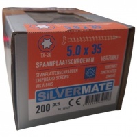 Silvermate spaanplaatschroeven 5.0 x 35 voldraad verzinkt - 200 stuks