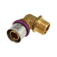 BONFIX Alu-pers - messing perskoppeling - bocht / knie met buitendraad 26mm x 3/4inch