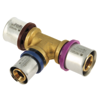 BONFIX Alu-pers - messing perskoppeling / persfitting - T-stuk verloop 32mm x 20mm x 26mm