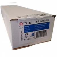 Tellerkopschroeven 8.0 x 260 deeldraad - 25 stuks