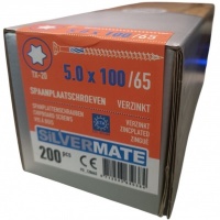 Silvermate spaanplaatschroeven 5.0 x 100 deeldraad - 200 stuks