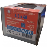 Silvermate spaanplaatschroeven 4.5 x 40 voldraad verzinkt - 200 stuks
