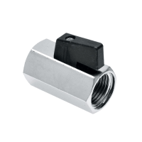 BONFIX messing verchroomd draadfitting minikogelkraan met zwarte knop 3/8inch RpRp