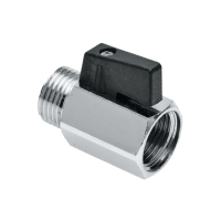 BONFIX messing verchroomd draadfitting minikogelkraan met zwarte knop 1/4inch RRp