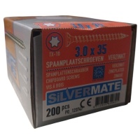 Silvermate spaanplaatschroeven 3.0 x 35 voldraad verzinkt - 200 stuks