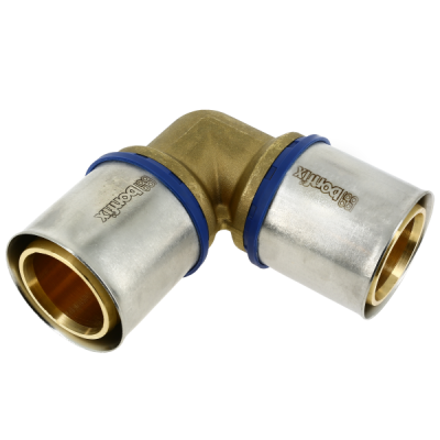 Foto van Bonfix Alu-pers kniekoppeling 40 x 40 mm messing persfitting (bocht 90°)