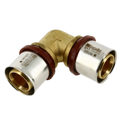 Bonfix Alu-pers kniekoppeling 32 x 32 mm messing persfitting (bocht 90°) Bonfix Alu-pers kniekoppeling 32 x 32 mm messing persfitting (bocht 90°)
