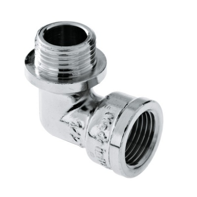BONFIX messing verchroomd draadfitting bocht 90 graden met kraag 3/8inch RRp BONFIX messing verchroomd draadfitting bocht 90 graden met kraag 3/8inch RRp