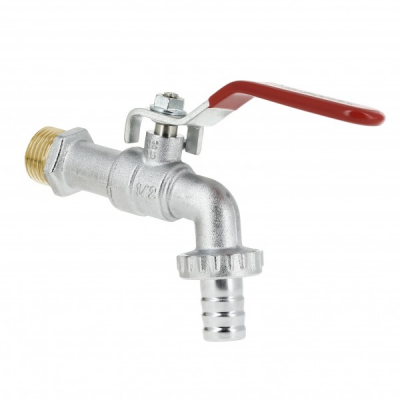 Photo of BONFIX brass ball valve with red handle and hose screw joint 1inch R