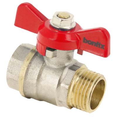 Foto van BONFIX messing draadfitting kogelkraan rode vlindergreep 1 1/4inch RRp