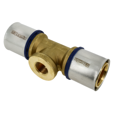 BONFIX Alu-pers messing persfitting T-stuk 63mm x 1inch x 63mm BONFIX Alu-pers messing persfitting T-stuk 63mm x 1inch x 63mm
