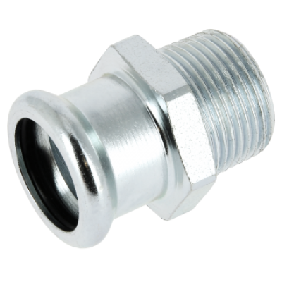 Photo of BONFIX press fitting galvanized steel male adapter 15mm x 3/8inch FR