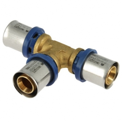 Foto van Bonfix Alu-pers T-stuk 20 x 20 x 20 mm messing persfitting